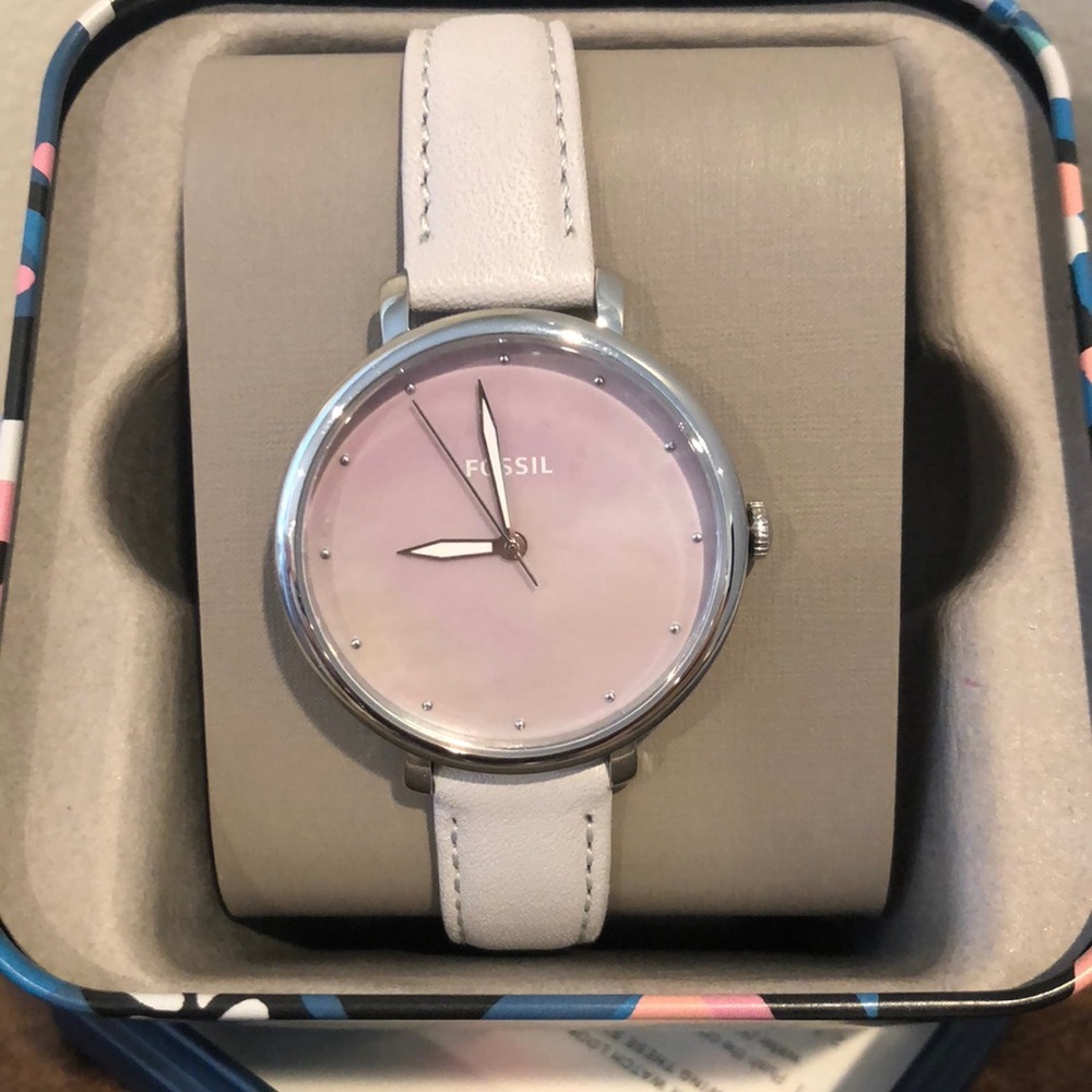 Fossil lavender leather strap watch NIBWT ES4386
